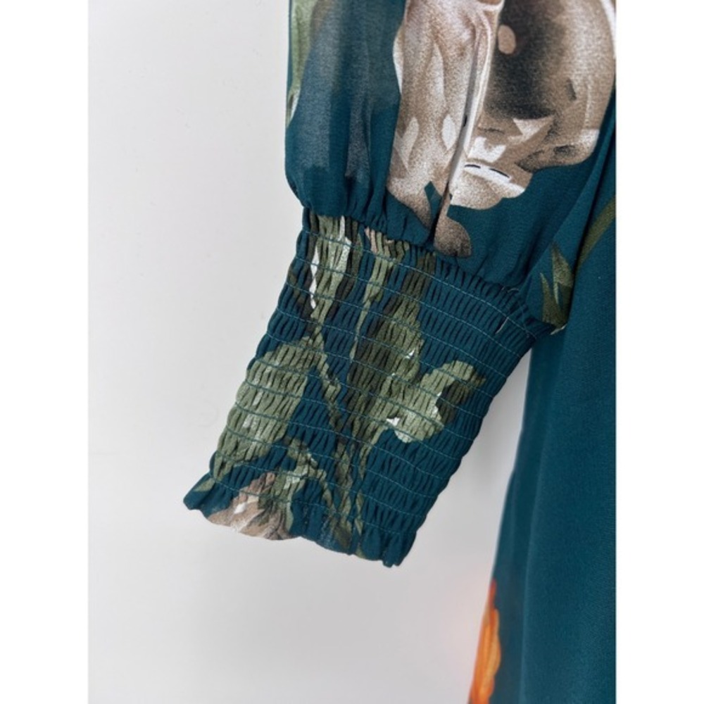 Baltic Born Teal Olivia Floral Maxi Dress V-Neck Green Size L - Picture 4 of 7